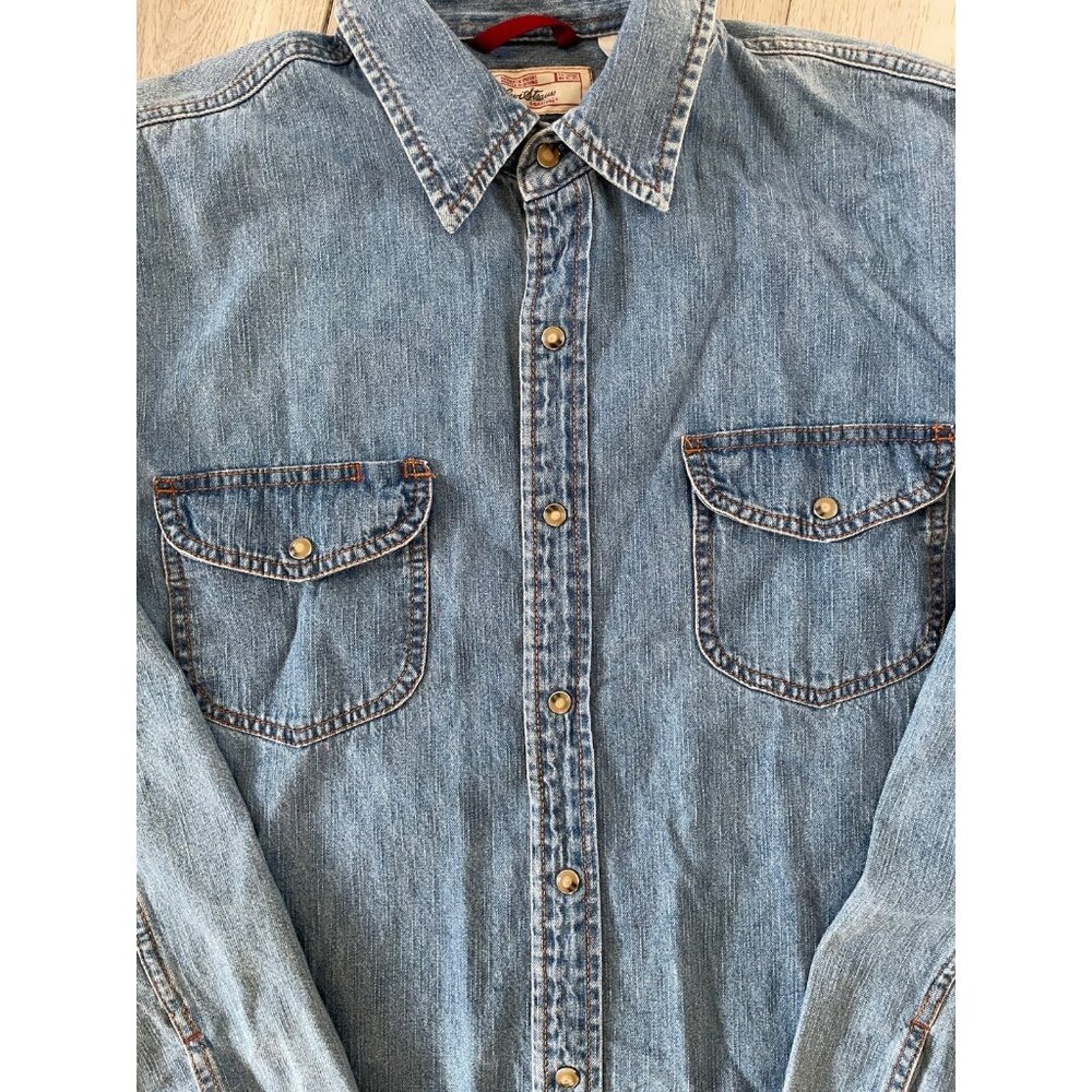 Levi’s Snap Blue Western Shirt Mens L Long Sleeve Button-Up Standard Fit